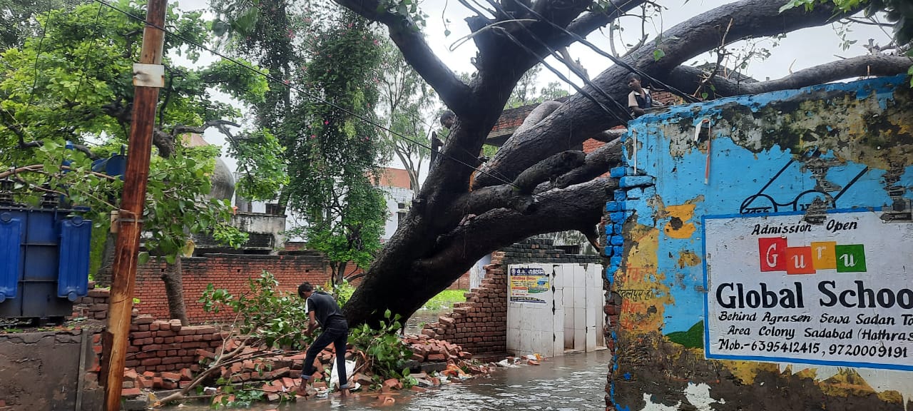 सादाबाद : बरसात से गिरे पेड़ों के कारण लाइन लॉस, 24 घंटे से विद्युत आपूर्ति भंग रहने के कारण पानी को तरसे लोग