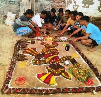 हसायन में गोवर्धन पूजा का भक्तिमय आयोजन, घर-घर और देवालयों में विधिवत पूजा-अर्चना