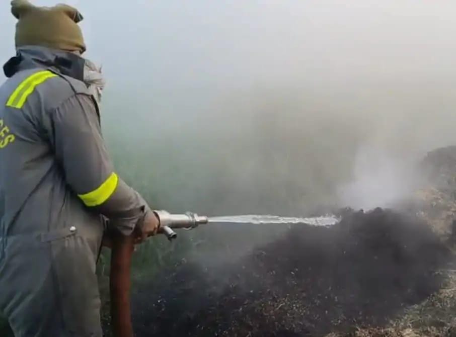 सादाबाद : आग लगने से बुर्जी का भूसा खाक, उधैना नगरिया में आज सुबह हुई आगजनी की घटना
