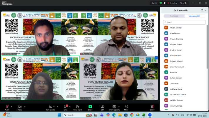 मंगलायतन विश्वविद्यालय में फूड-प्लैनेट-हेल्थ सर्टिफिकेशन वेबिनार का हुआ आयोजन