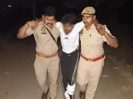 हत्या का आरोपी पुलिस मुठभेड़ के बाद गिरफ्तार, पैर में लगी गोली