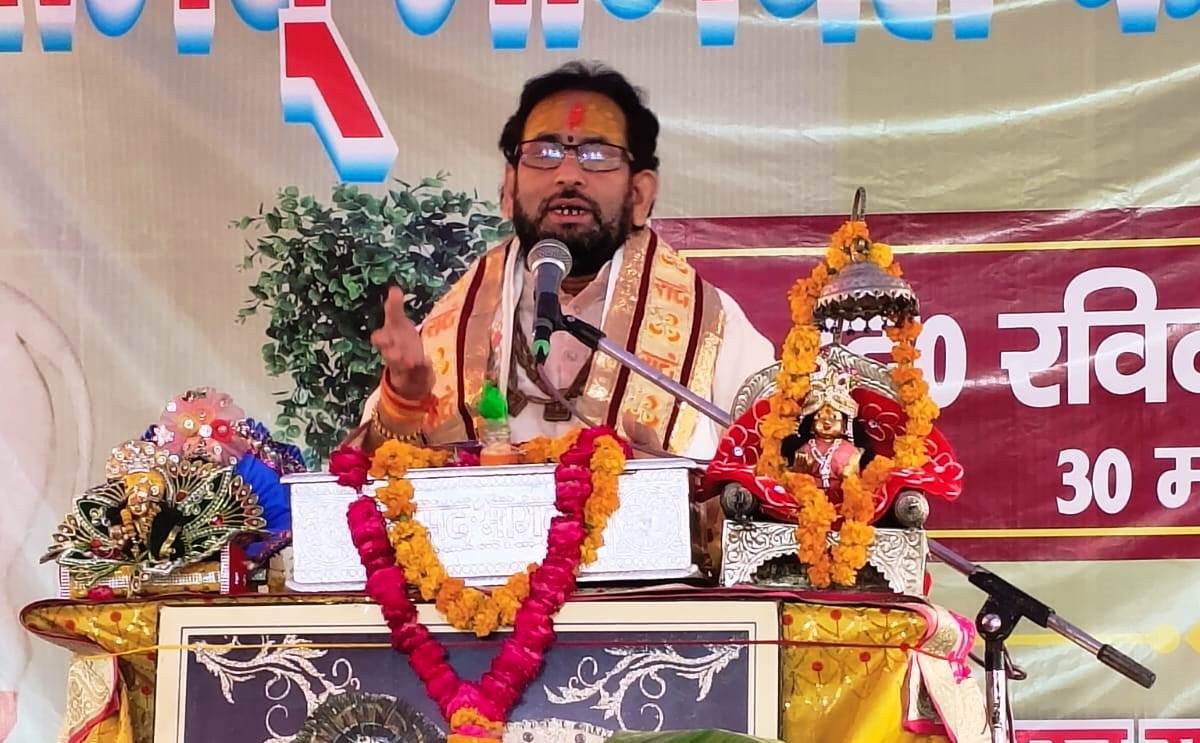 सहपऊ : भागवत कथा मे किया कंस वध प्रसंग का वर्णन