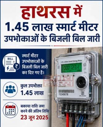 1.45 लाख स्मार्ट मीटर उपभोक्ताओं के बिजली बिल जारी, 23 जून तक जमा करें बकाया