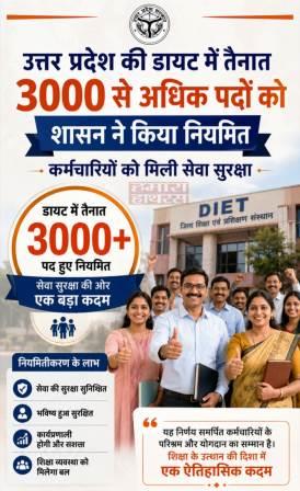 प्रदेश के 70 डायट संस्थानों के 3346 पद हुए स्थायी, कर्मचारियों को मिली सेवा सुरक्षा