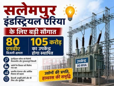 सलेमपुर इंडस्ट्रियल एरिया के लिए बड़ी सौगात, 80 एमवीए बिजली क्षमता वाला 105 करोड़ का उपकेंद्र होगा स्थापित