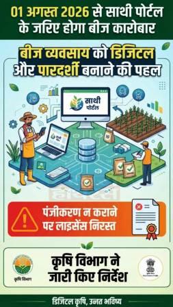 एक अगस्त से साथी पोर्टल के जरिए होगा बीज कारोबार, बीज व्यवसाय को डिजिटल और पारदर्शी बनाने की पहल, पंजीकरण न कराने पर लाइसेंस निरस्त