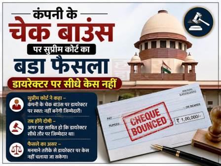 कंपनी के चेक बाउंस मामले में डायरेक्टर पर सीधे कार्रवाई नहीं, कंपनी को आरोपी बनाना जरूरी: सुप्रीम कोर्ट